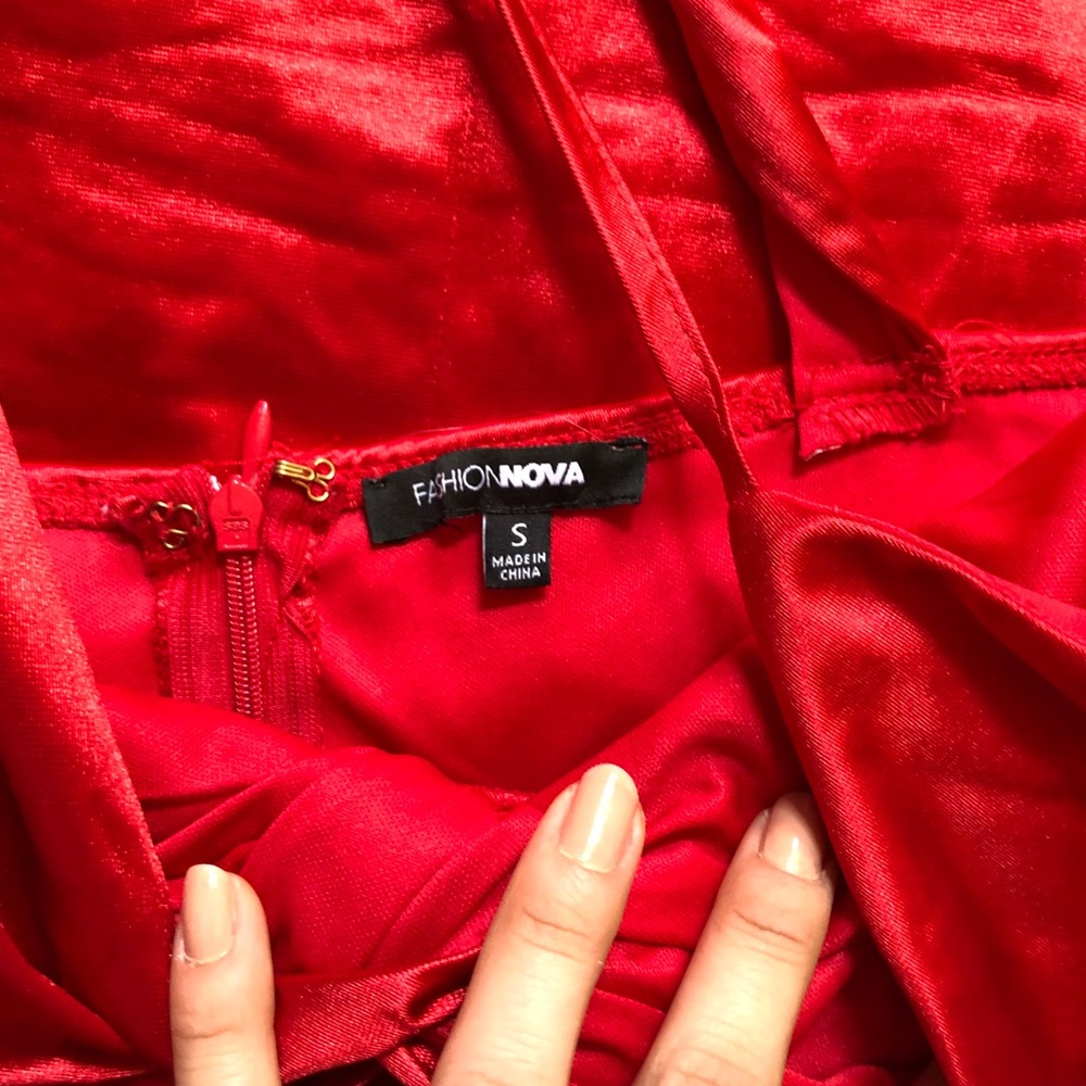 Red fashion nova dress.